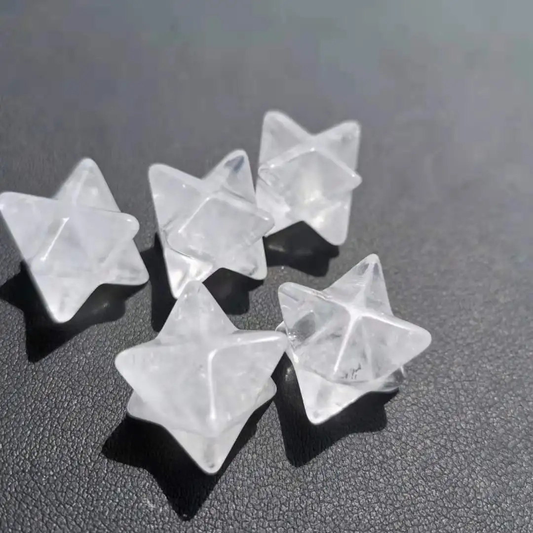 Natural clear quartz crystal Merkaba Star Transparent crystal Healing Chakra Eight-Points Star