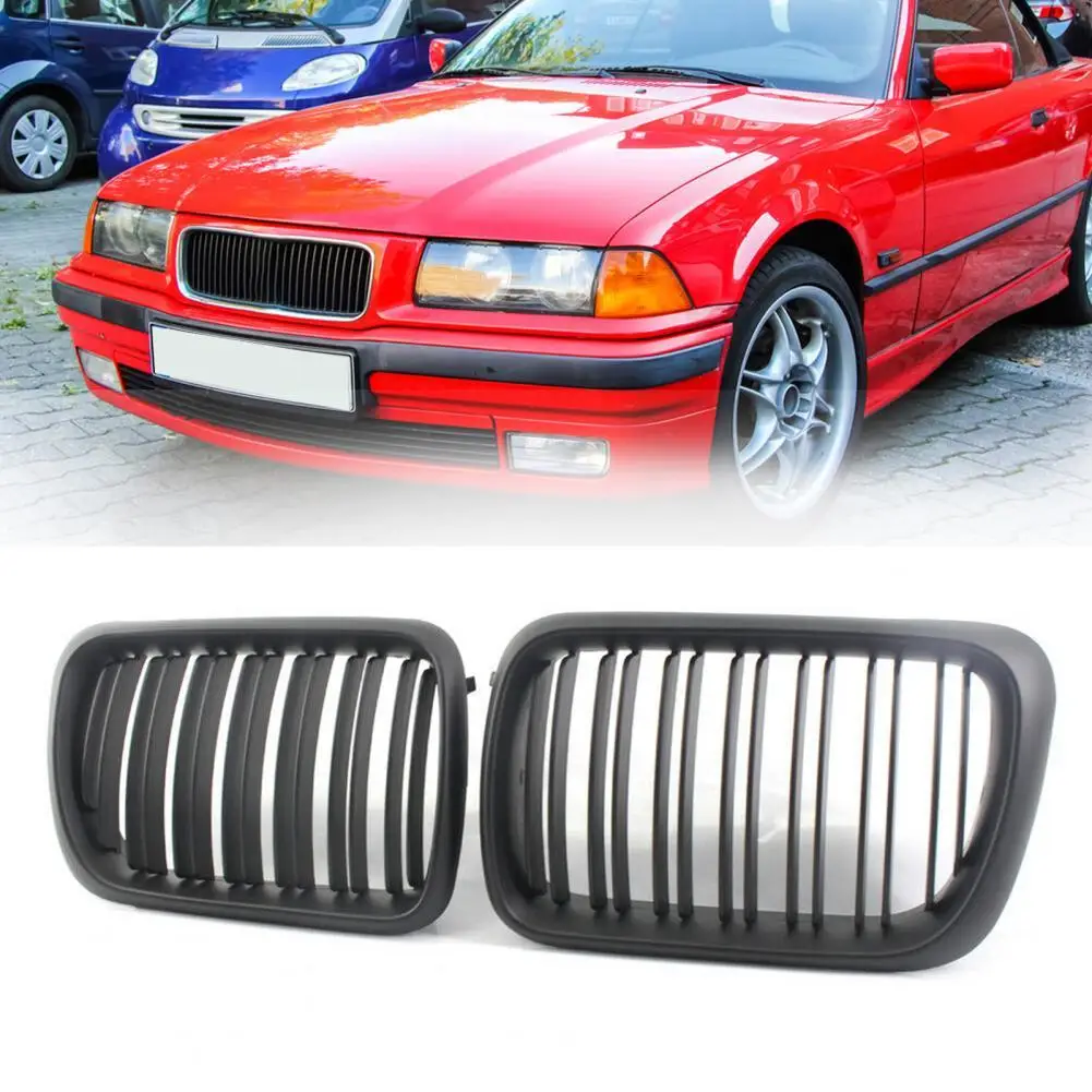 

2Pcs Double-slat Matt Black Front Bumper Grills 51138195152/51138195151 for BMW E36 97-99