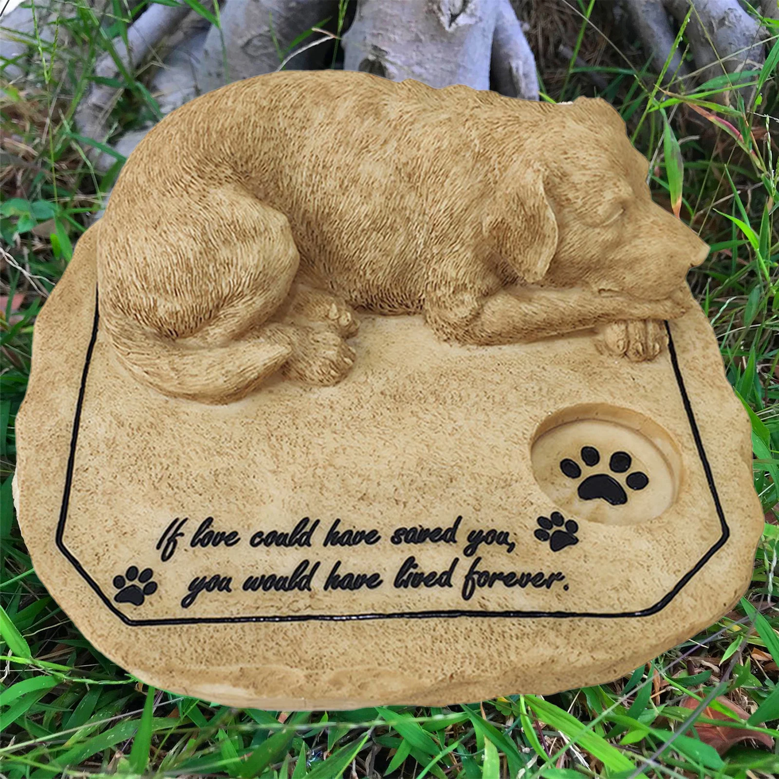 Dog Memorial Stone Weatherproof Pet Grave Marker Lawn Tombstone Gravestone