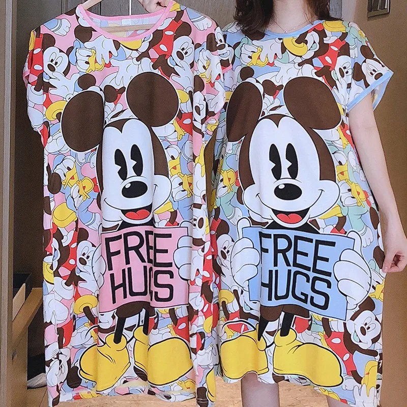 Cartoon Mouse Minnie Print Night Dress New Women Nightgown Loose Short sleeve Sleepshirts Nightdress lovely Nightie