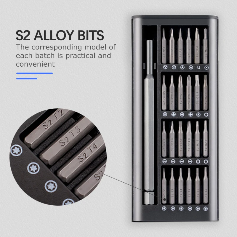 Xiaomi-Juego de destornilladores 25 en 1, brocas de tornillo Torx ranuradas Phillips de precisión, mango de rotación magnética, herramientas de reparación de ordenador