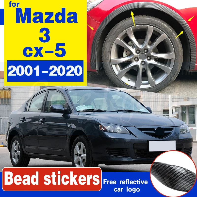 4pcs Universal Car Truck Carbon Fiber Rubber Wheel Eyebrow Protector Lip Sticker Trim Fender Flare Anti-scratch for Mazda 3 cx-5