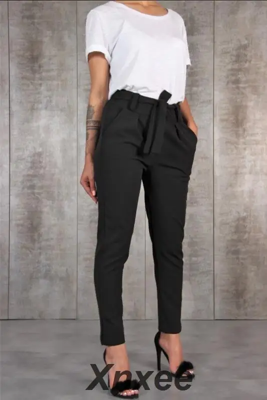 

Casual Slim Chiffon Thin Pants For Women High Waist Black Khaki Green Pants Xnxee