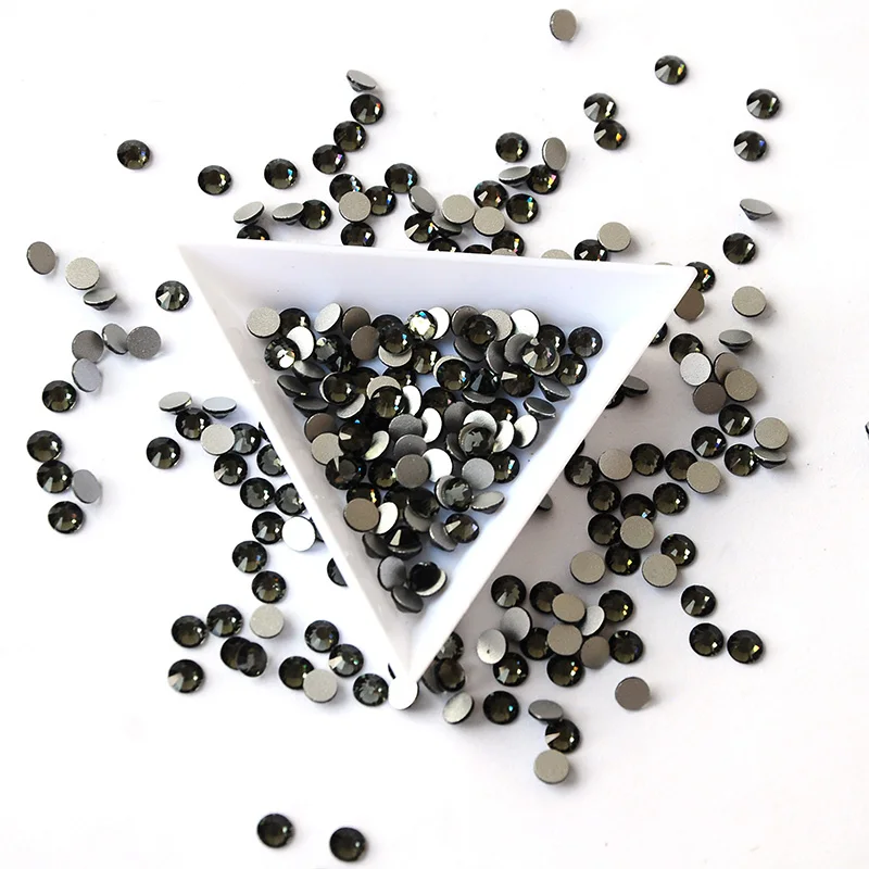 Black Diamond Color Flatback Glass Nail Rhinestones Mixed Sizes Nail Art Decoration Stones Shiny Gems Manicure Accessories