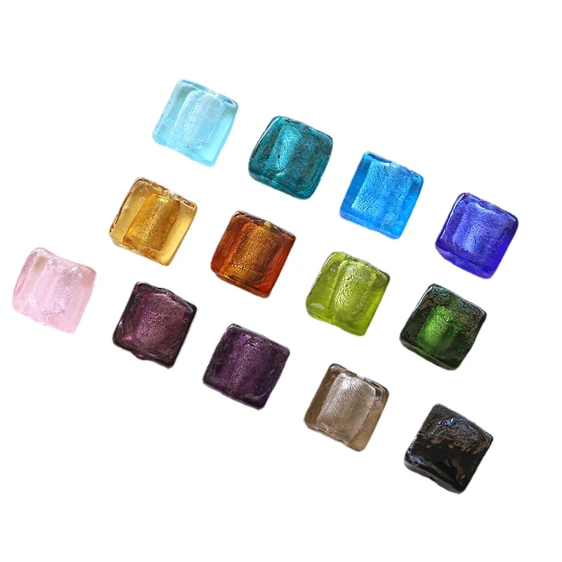 12mm glazed square translucent scattered beads personalized pendant DIY hand made jewelry earrings accessories Beaded material