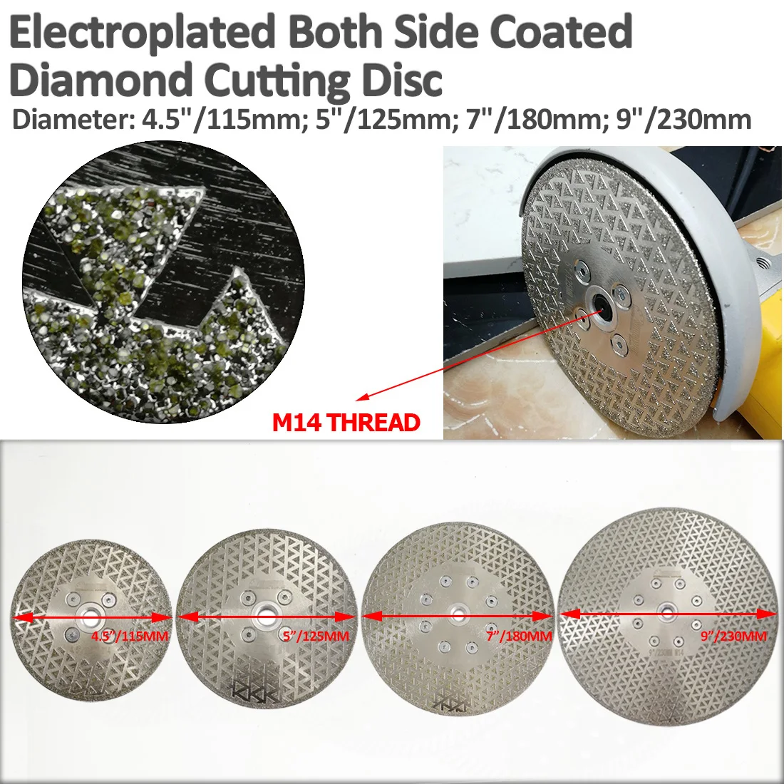 SHDIATOadvocate-Lame de Scie à Double Revêtement Latéral, /05/2019 de Meulage de Coupe de Diamant Galvanisé, Granit, Marbre, Pierre, M14, 9 \