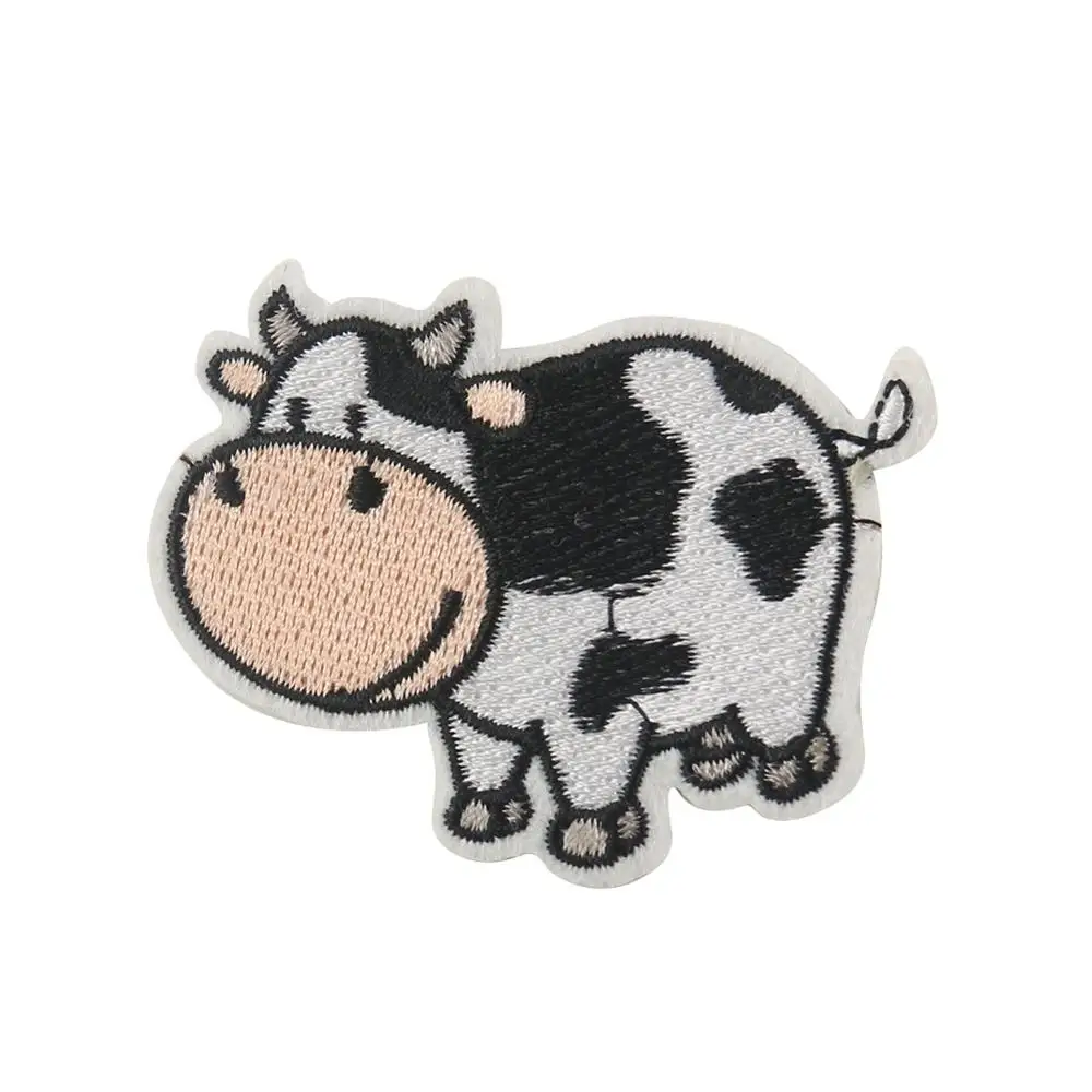 2/5pc Cute Farm Milk Cows Patch Cartoon Animal Embroidery For Backpack Clothes Clothing Costume Bag Hat Diy Decor Applique Badge