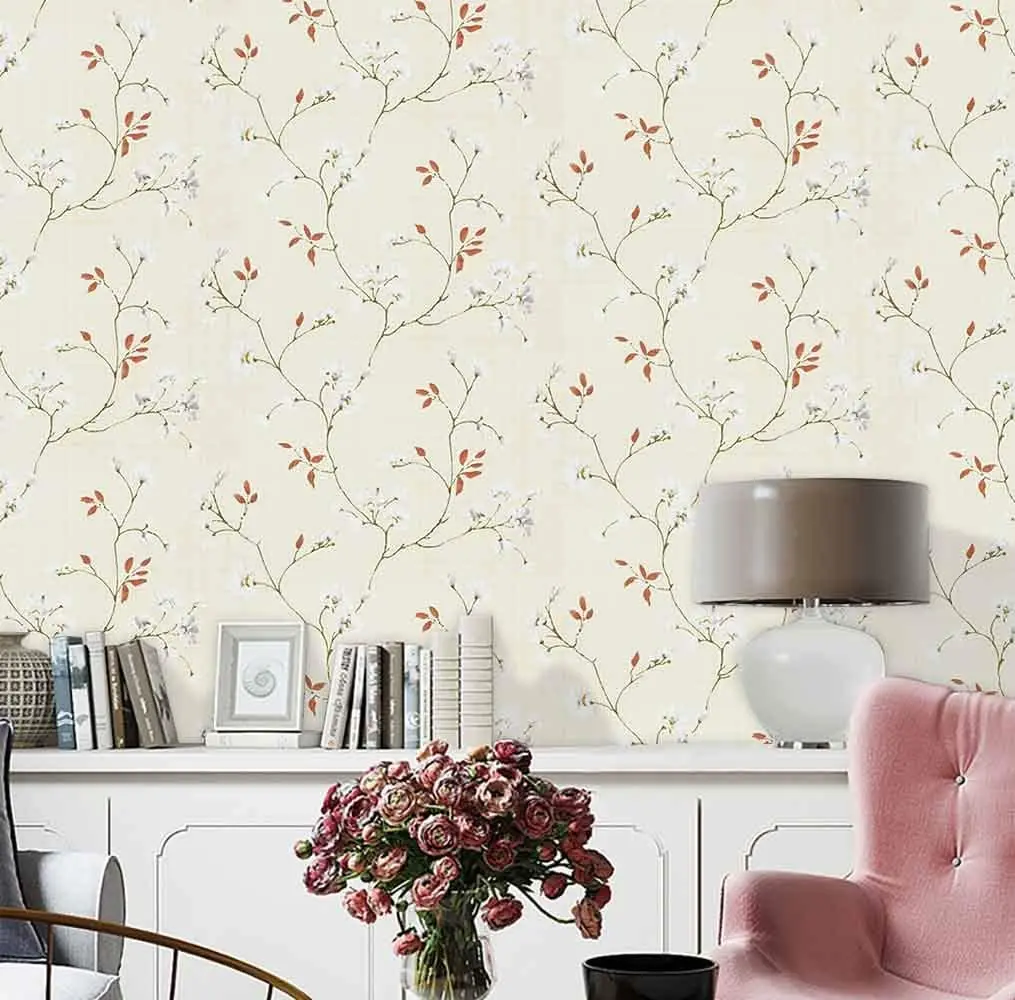 Floral Peel and Stick Yellow Decoral Wallpaper Self-adhesive Wallpaper Waterproof Vinyl Contact Paper for Wall Decor