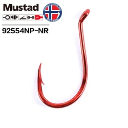 Mustad Big Red 2X SUICIDE High Carbon Steel Ultrapoint Triangle Point Offset Fishing Hook,6#-8/0#,92554NP-NR