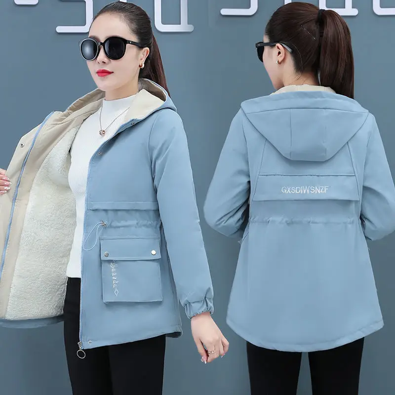 

Autumn Winter Women's Fleece Jacket Coats 2021 Female Hooded Windbreaker Outerwear Warm Parka Thick Female Hoodies Jackets D