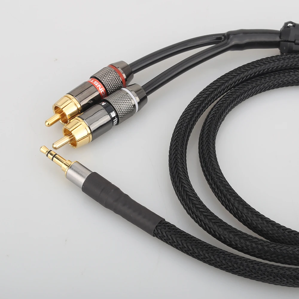 A53+XW60 HiFi cable audio RCA cable Audio signal wire plug 3.5mm straight aux plug convert two RCA plug