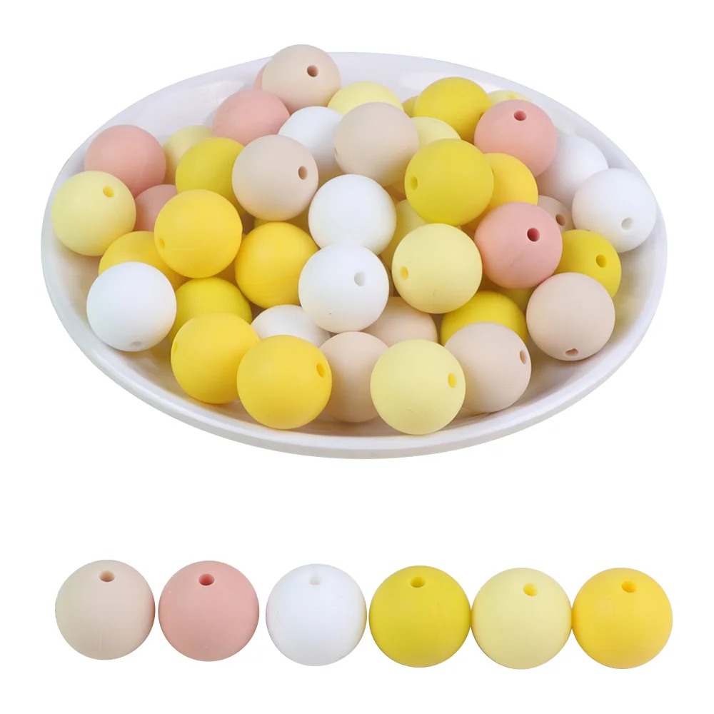 BOBO.BOX 15mm 100pcs/lot Silicone Beads Baby Teething Beads Baby Teether Safe Food Grade Nursing Chewing Round Fashion Beads