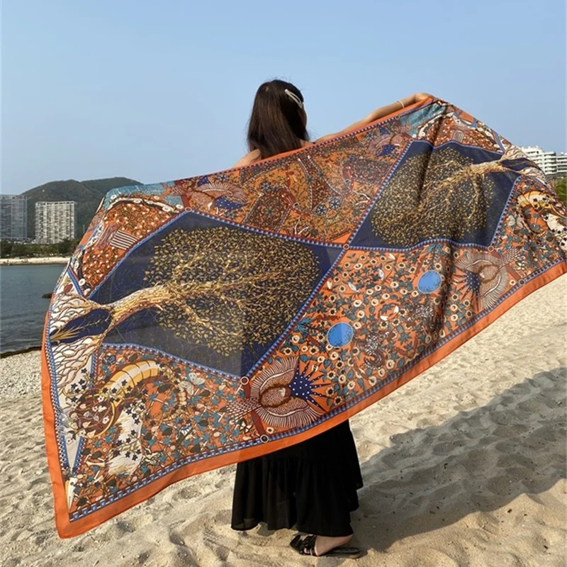 Desert Sun Protection Cotton Linen Beach Dress Bikini Sarong Wrap Scarf Women Brazilian Swimsuit Bathing Oversized Cover Up Veil