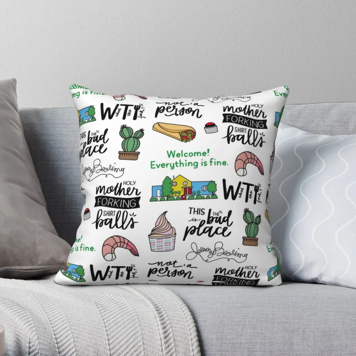 

The Good Place TV Show Art Square Pillowcase Polyester Linen Velvet Zip Decor Pillow Case Sofa Cushion Cover