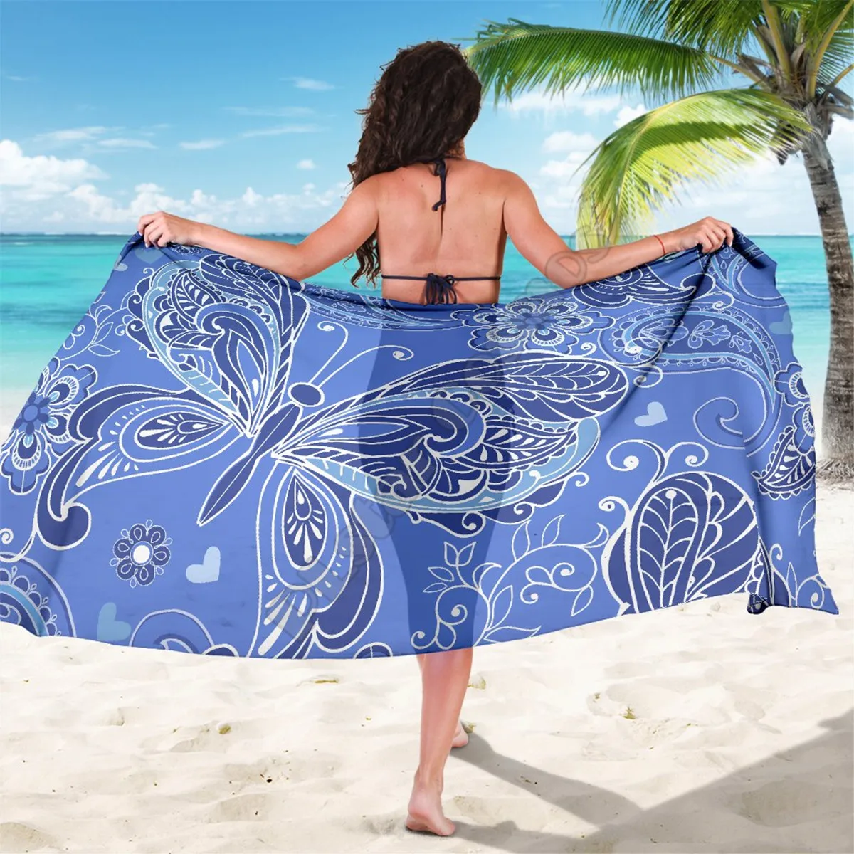 Butterfles decor sarong 3D printed Towel Summer Seaside resort Casual Bohemian style Beach Towel