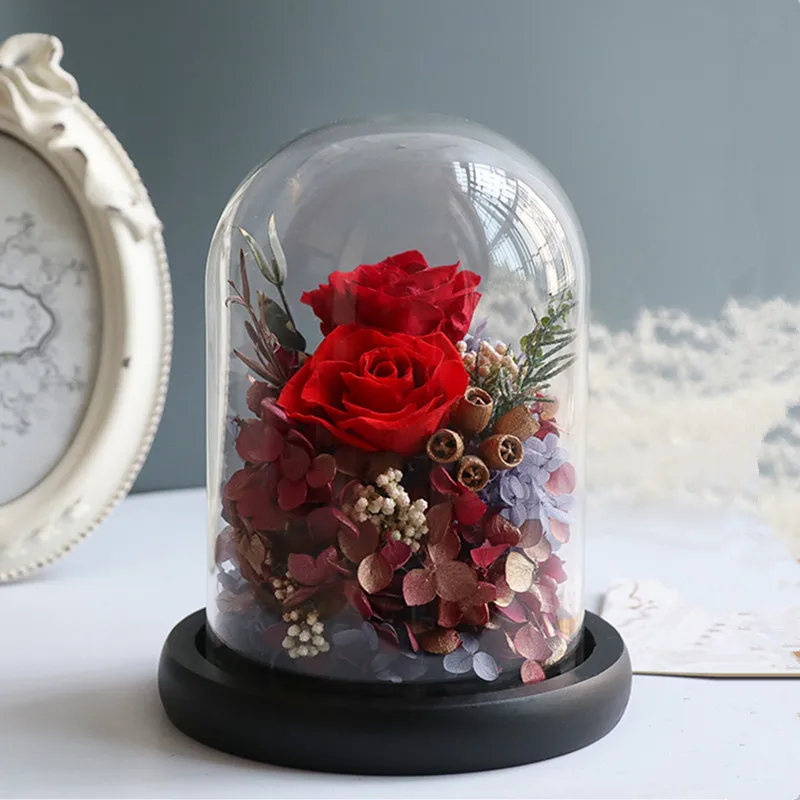 Free Shipping 10*20cm Big Size Black Base Glass Dome Home Decoration Transparent Cover DIY Friend Favor Gift Wedding Prop