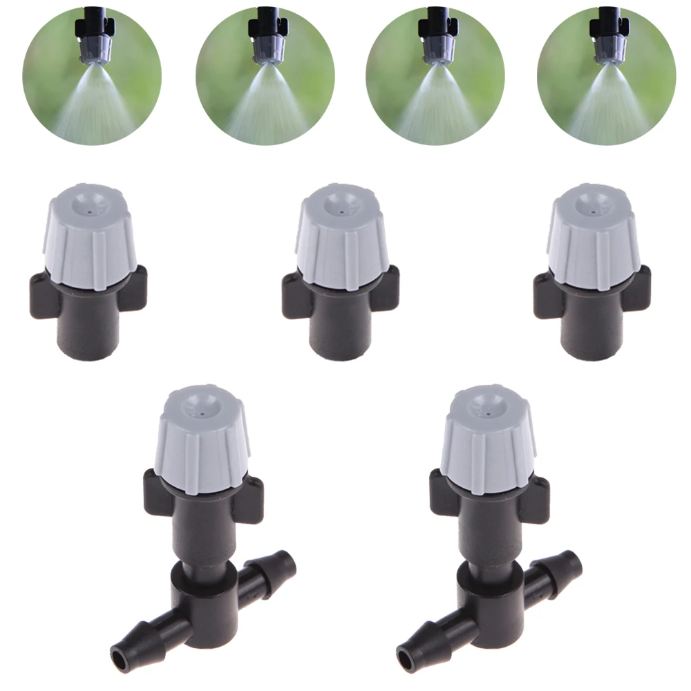 20PCS Adjustable Garden Drip Irrigation Misting Nozzles Dripper Watering Sprayer Atomization Sprinkler with Tee Barb Connector