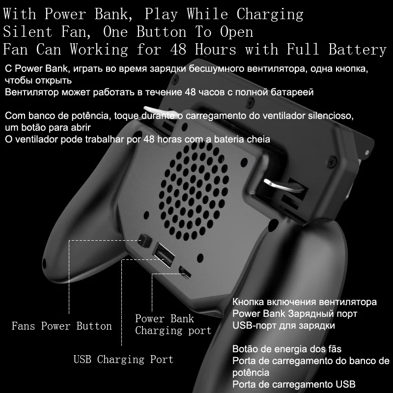 لوحة ألعاب للهاتف المحمول L1 R1 عصا تحكم لهواتف iPhone وأندرويد والهواتف الذكية والهواتف الخلوية ولوحة ألعاب على Joypad Trigger PUBG PABG PUPG Pabga Free Fire