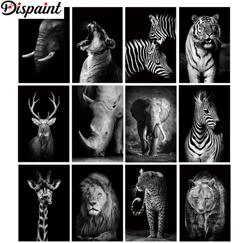 

Алмазная вышивка Dispaint, Набор для вышивки крестиком «животные, чернильная живопись» 5D, рукоделие