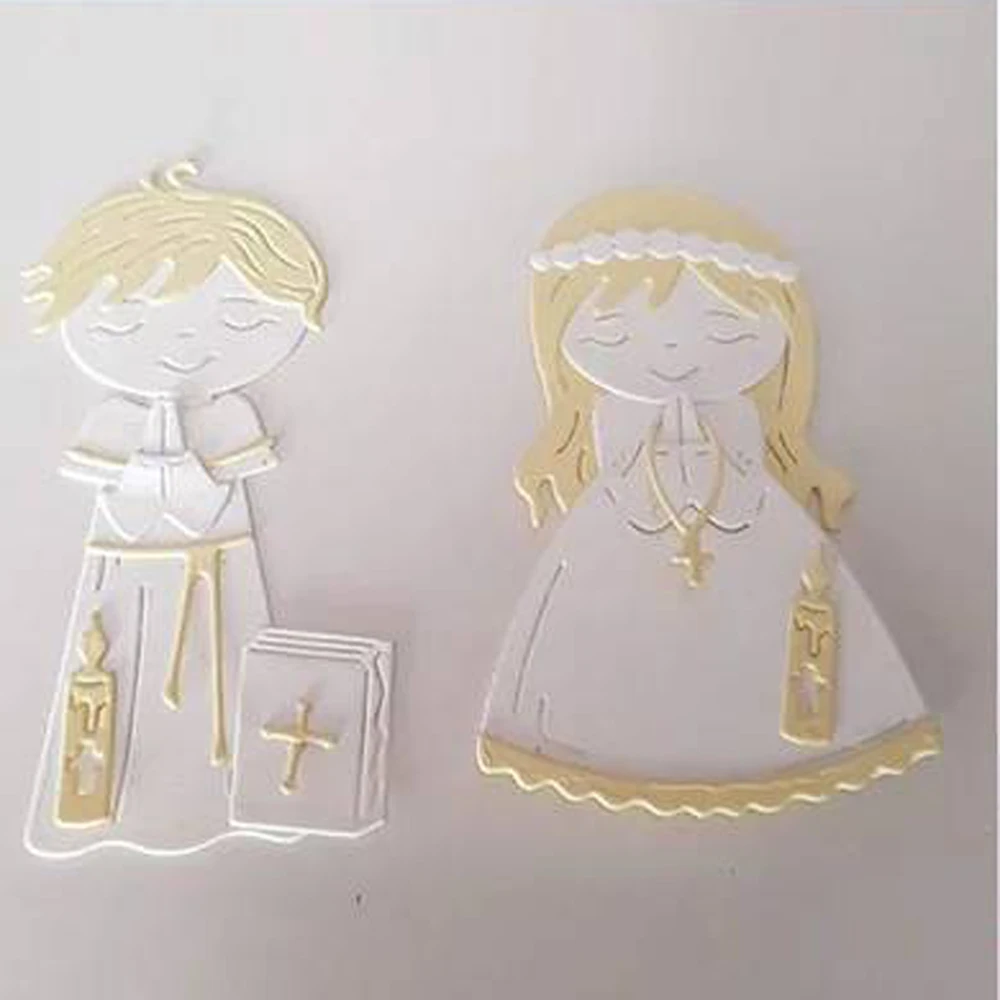 Metal dies set My first communion boy and girl para tarjetas mi primera comunión niño niña Metal Cutting Dies   DIY Crafts