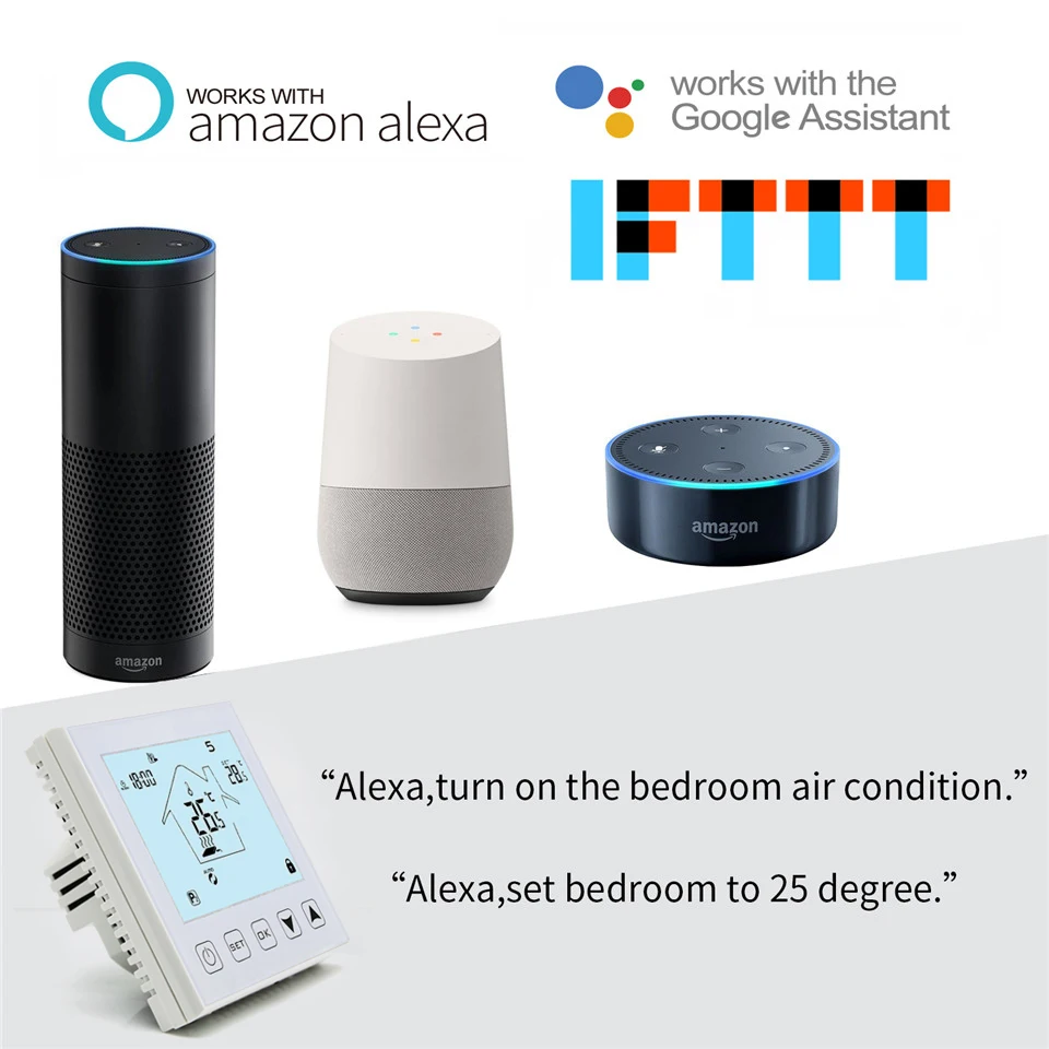 WiFi Smart Thermostat Suhu Controller untuk Air/Pemanas Lantai Listrik Air/Gas Boiler Bekerja dengan Alexa Google Home