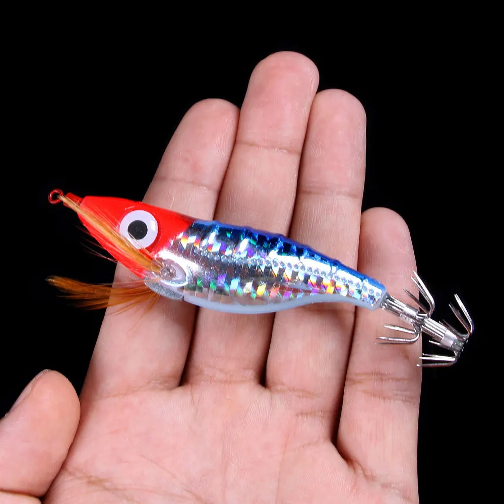 1PCS Squid Jig Wood Shrimp Fishing Lure 10cm 9g Squid Cuttlefish Jigs Lures