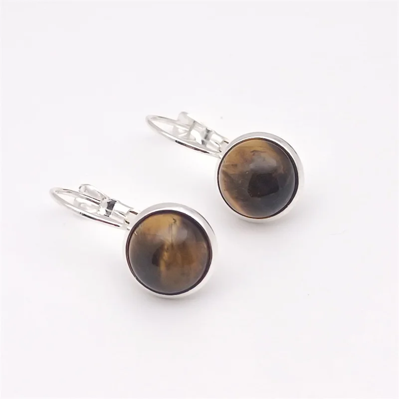 10MM 12mm Tiger Eye Stone Earrings Environmental Protection  Charms Earring for Women Fashion Jewelry