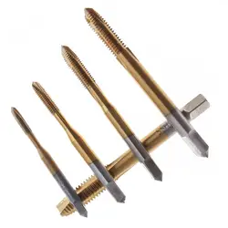5pcs Titanium Tap and Die Set Metric Machine Drill Screw Thread Taps Hand Tools with M3-M8 Diameter and 3 Flute for Machine Use