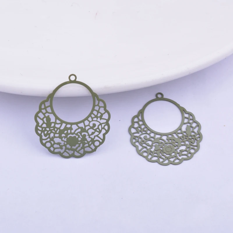 50 Stück AC7642 20*22mm Messing Laser-geschnittene Dünne Anhänger Silberfarben Charm DIY Schmuck Ohrring Herstellung – Detail 5