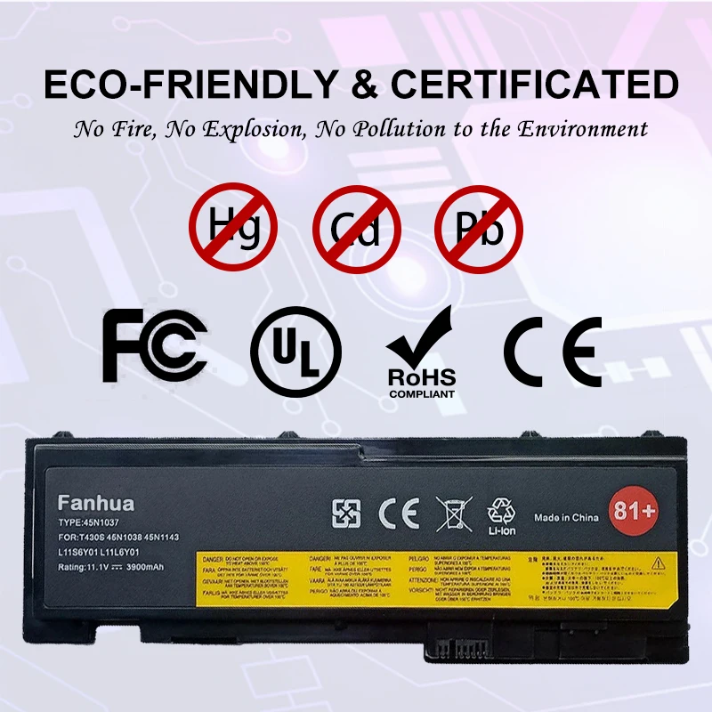Fanhua 11.1V 3900MAh 0A36287 0A36309 Laptop Cho Lenovo ThinkPad T420s T420si T430s T430si T430i, 45N1036 45N1037 45N1038