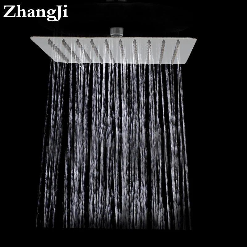 ZhangJi Bathroom Wall Mount Big Panel Rainfall Showerhead 10 Inch Stainless Steel Square Shower Simple 25cm Waterfall Top Shower