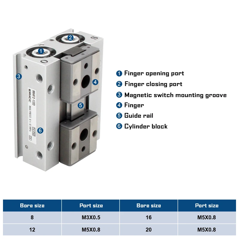 MHF2 Low Profile Air Gripper Side piping type MHF2-8DR MHF2-12DR MHF2-16DR MHF2-20DR MHF2-8/12/16/20D1R MHF2-8/12/16/20D2R