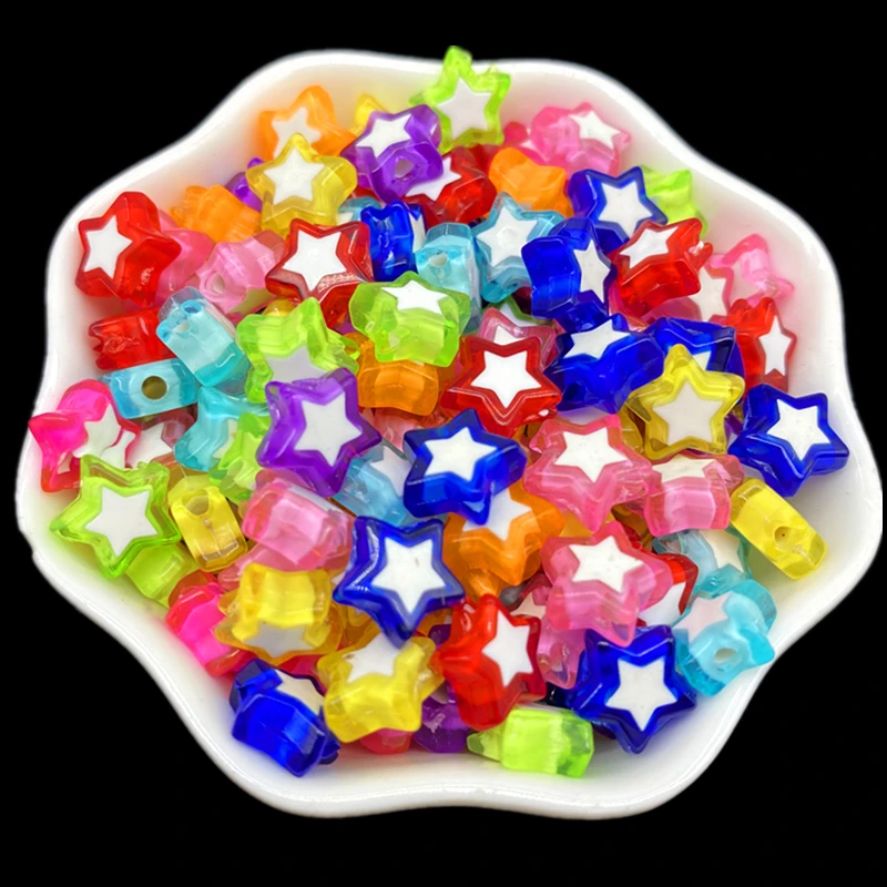 

50pcs 9x4mm Star Acrylic Bead Loose Spacer Beads For Jewelry Making Bracelet DIY