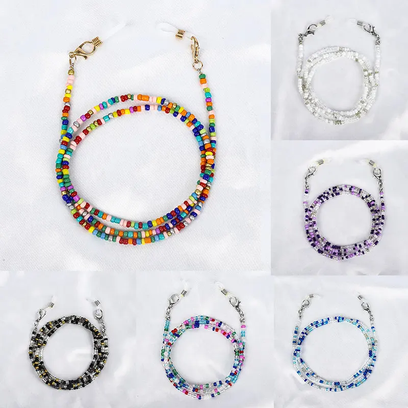 Bohemian Colored Mask Strap Beaded Glasses Chains Women Face Mask Lanyard Anti Slip Women's Neck Chain For Eyeglass Sunglasses