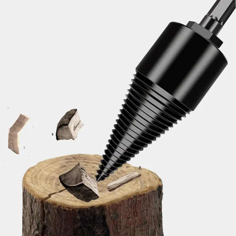 

Black Steel Firewood chopper Chop Wood Drill Bit Splitting Tool Splitting Cone Log Splitters Wood Household Tool