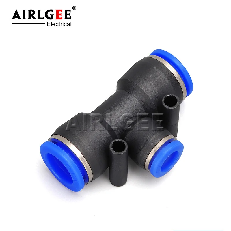 PEG T Type Hose Fittings 3 Way Plastic Tee Tube Connector 4/6/8/10/12mm Pneumatic Quick One Touch Straight Push-In Fitting