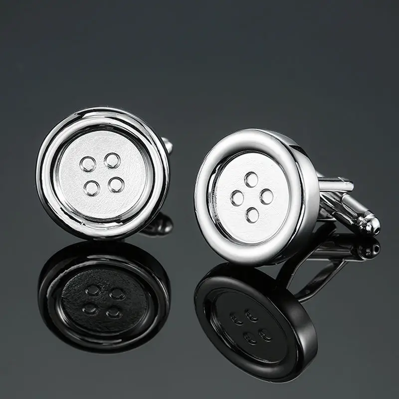 Gemelos de latón de alta calidad para hombre, gemelos de camisa francesa con patrón láser plateado, a la moda, venta al por mayor, venta al por menor