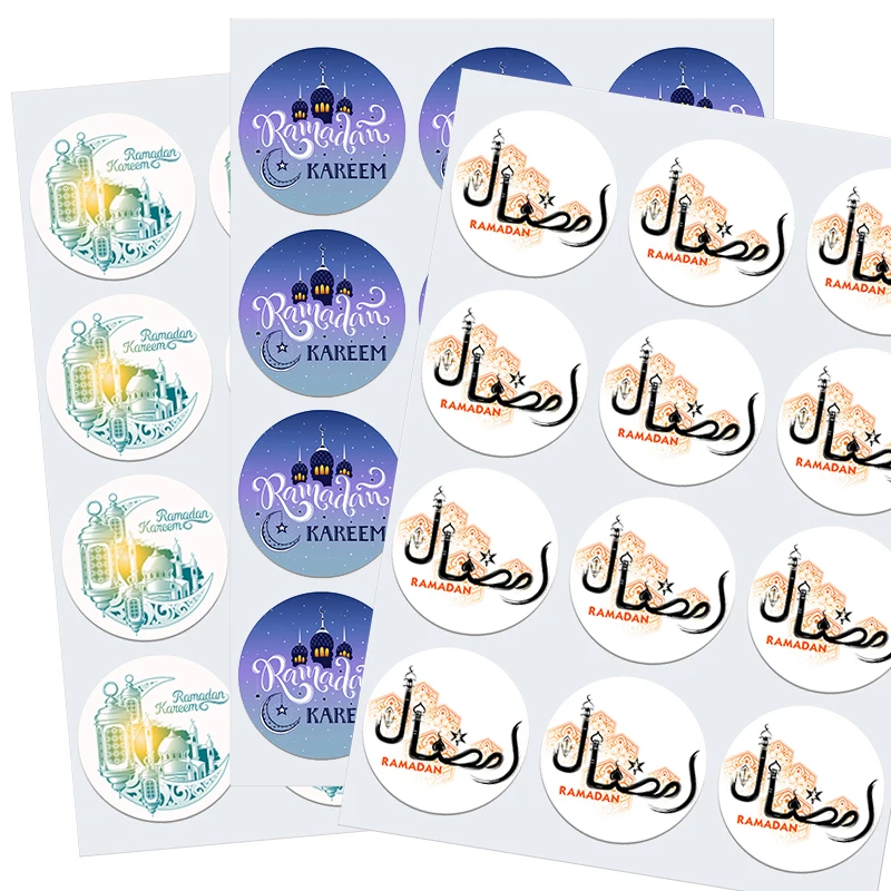 3.5/4.5cm Ramadan Mubarak Decorative Stickers Ramadan Kareem Muslim Religion Festival Holidays Greeting Card Decor