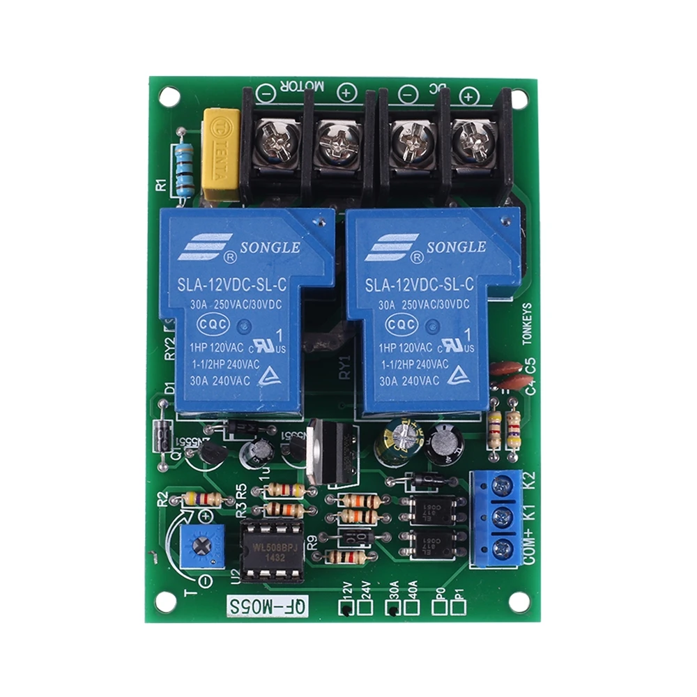 DC 12V 30A Motor Driver Controller for Forward and Reverse Auto Cycling 0-60 Seconds Relay Delay Reverse Connection Protection