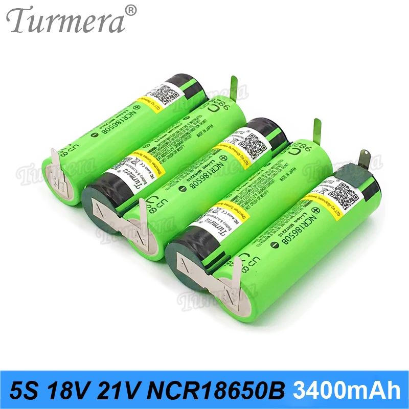3S 10.8V 4S 14.4V 5S 18V 18650 3400mAh Battery NCR18650B 3400mAh 6800mAh for 12V 16.8V 21V Screwdriver Battery Customize