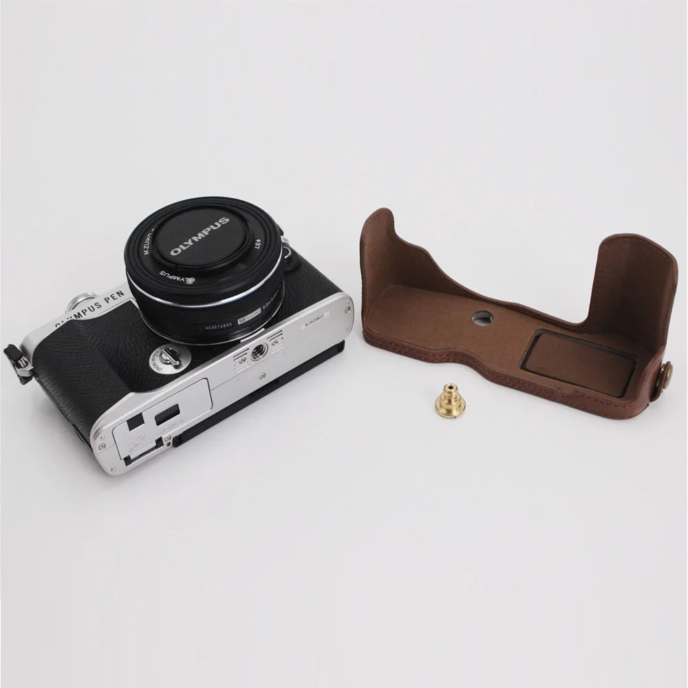 Camera Bag PU Leather Half Body Case For Olympus PEN E-P7 EP7