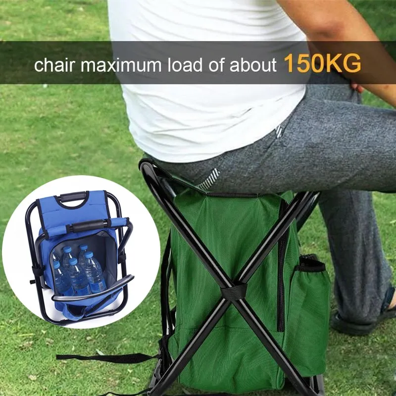 Foldable Portable Beach Fishing Chair Backpack 2 in 1 Lightweight Outdoor Hiking Camping Fishing Stool Backpack Chair