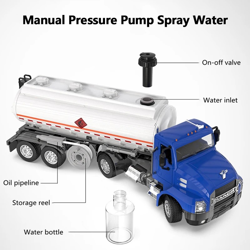 1:16 Simulation Passoire télécommandée 42CM 90 °   Tourner la pompe avant, réservoir détachable, pulvérisation d'eau, son et lumière, 30 minutes, modèle de camion RC à