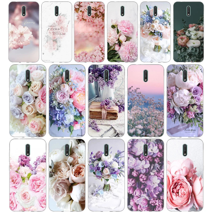 362 Elegant Pink Purple Peony Flower  gift Soft Silicone Tpu Cover phone Case for Nokia 2.1 2.3 3 3.1 4.2 5 5.1 Plus 7.2 6 8