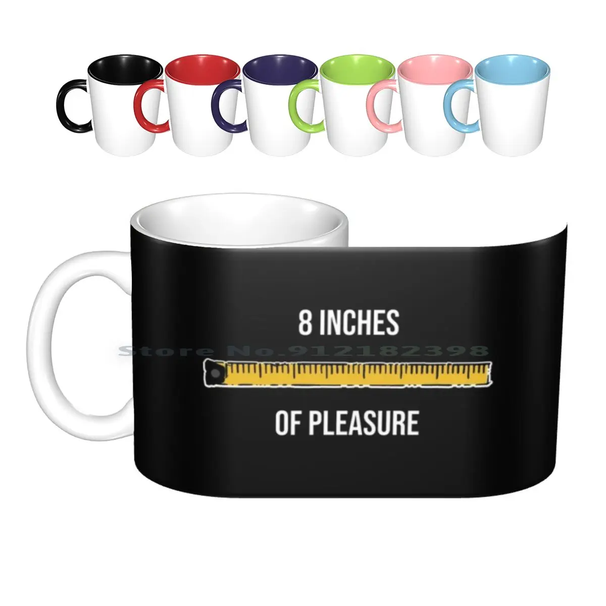 8 Inches Of Pleasure Funny Big Size Ruler Tape Measure Measurement Ceramic Mugs Coffee Cups Milk Tea Mug 8 Inch 8 Inches Of