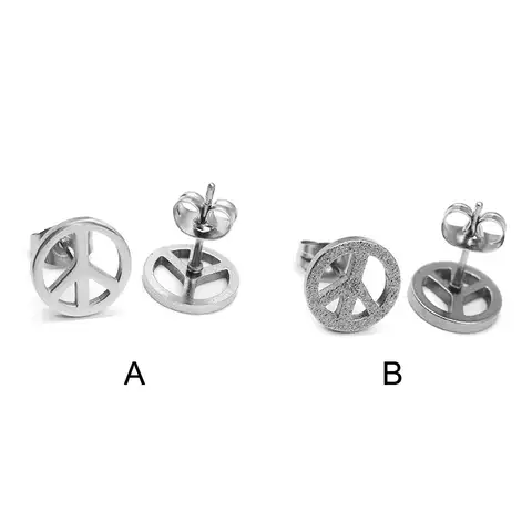 Fashion Peace Stud Earrings Stainless Steel Jewelry Punk World Peace Sign Biker Earring for Men Women SJE370217