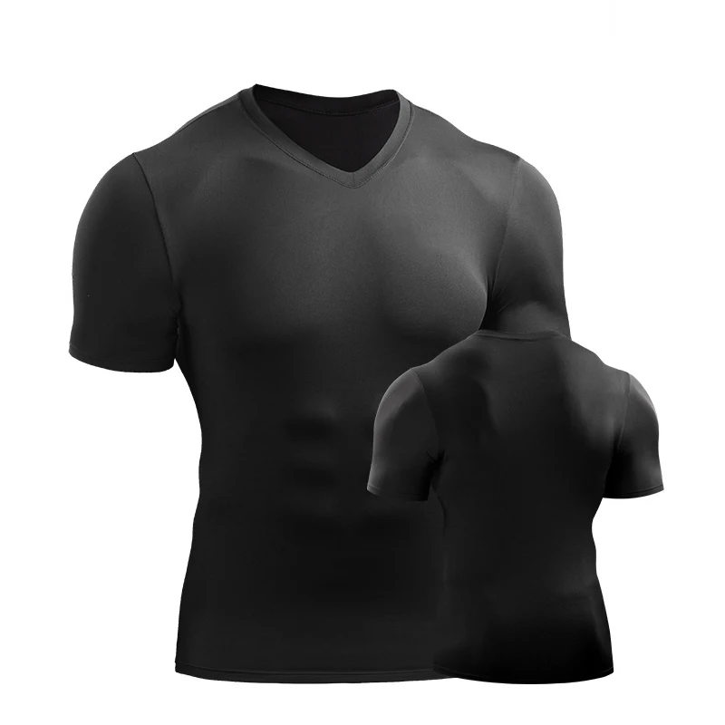 V Neck Shirt Men Compression Shirts Basketball Jerseys Fitness Gym Clothing Quick Dry Tracksuit Running Tight Thermal Underwear