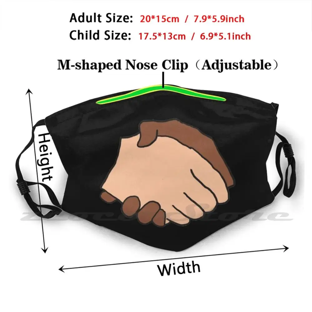 Black And White Handshake Anti-Racist Washable Trending Customized Pm2.5 Filter Mask Handshake Anti Racist Black And White