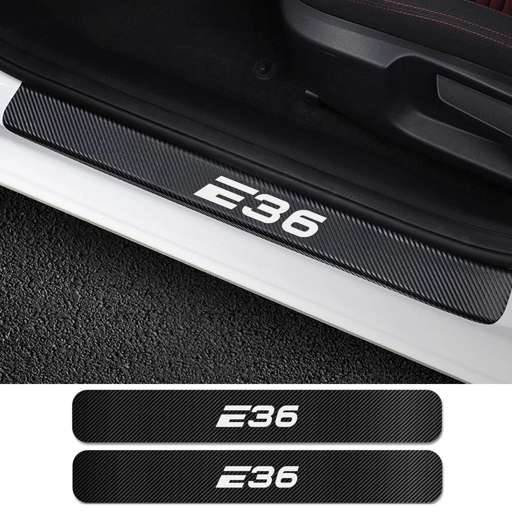 For BMW E36 4PCS Car Door Sills Decoration Stickers Carbon Fiber Decals Auto Anti-Scratch Protector Cover Car Tuning Accessories