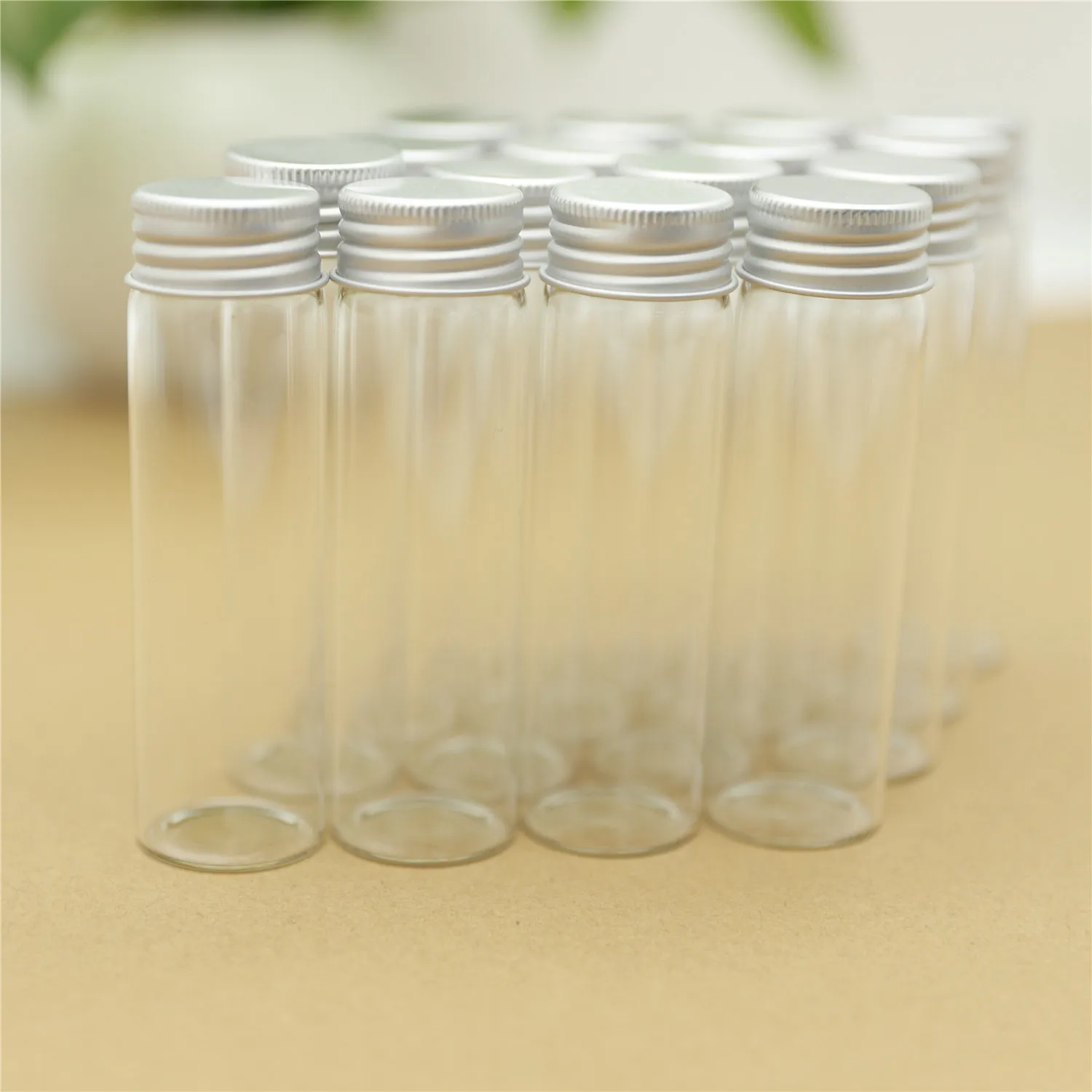 12 Pieces 30*100mm 50ml Mini Glass Jars Aluminum Caps Glass Bottle Vials Transparent Containers Cute Small Test Tube Bottles